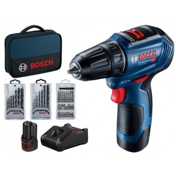 Акумуляторний безщітковий шуруповерт Bosch GSR 12V-30 Professional 2 акб GBA 12V 2 Ah набір 25 біт набір 7 свердел по металу набір 7 свердел по дереву
